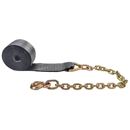 Us Cargo Control BlackLine 4" x 30' Winch Strap with 30" Chain Extension BL430XLCE